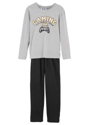 Pijama (2 piezas) Gris claro jaspeado-negro